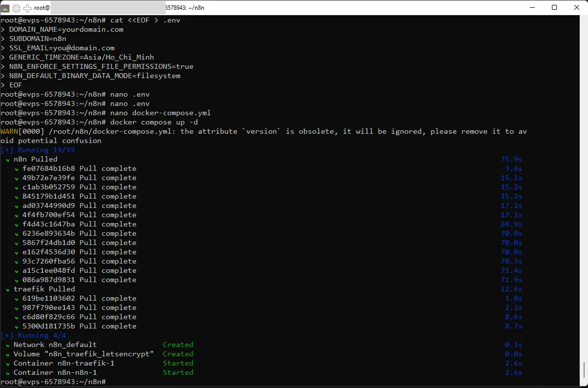 Cài đặt n8n - Khởi động Docker