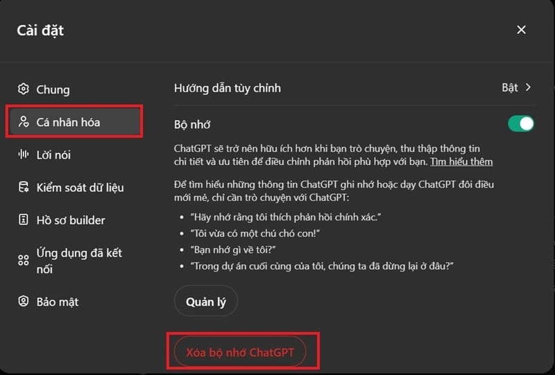 Cách fix lỗi Memory Full của ChatGPT